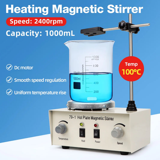79-1 Heating Magnetic Stirrer 1L Hot Plate Laboratory Stirrer Heating Magnetic Mixer With Stir Bar 1L 2400rpm Lab Equipment