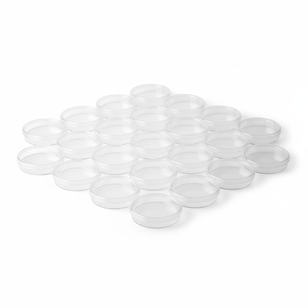 Petri dishes white background